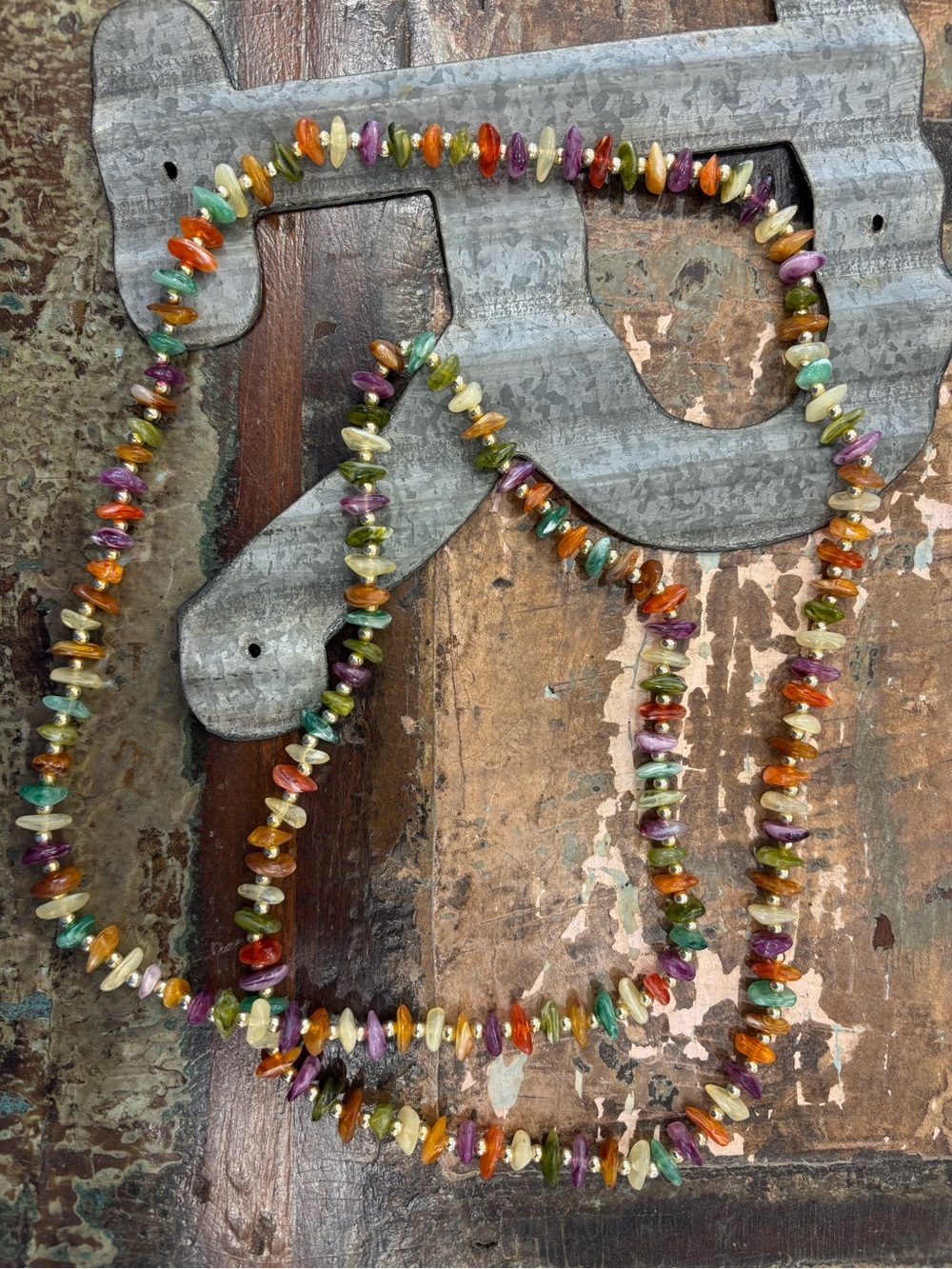Stone Statement Pop of Colorful Multi-Gem Chip Necklace - Vibrant Mixed Colors
